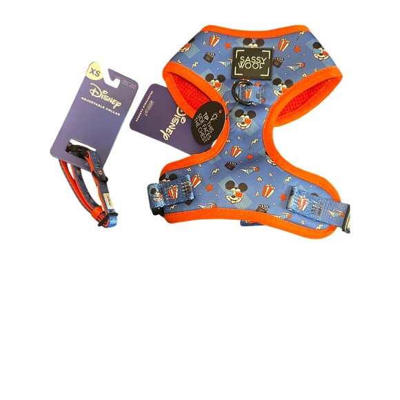 Disney Sassy Woof Adjustable Dog Collar Harness Set Mickey Mouse Blue Sz XS NWT - Picture 1 of 6